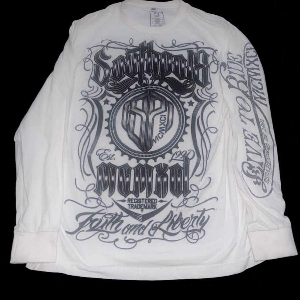 White Graphic Long Sleeve Tee by Sample